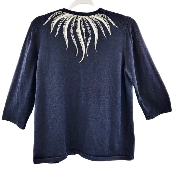 Vtg Bob Mackie Wearable Art Embellished Sequin Black Knit Cardigan Women’s Sz M - Picture 2 of 6